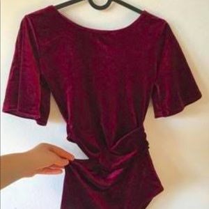 Bershka velvet burgundy body suit